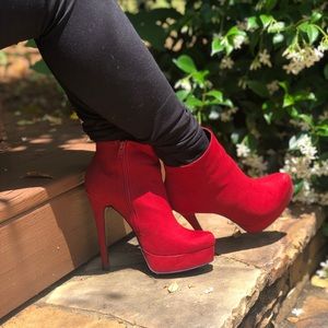 Red High heel ankle boots